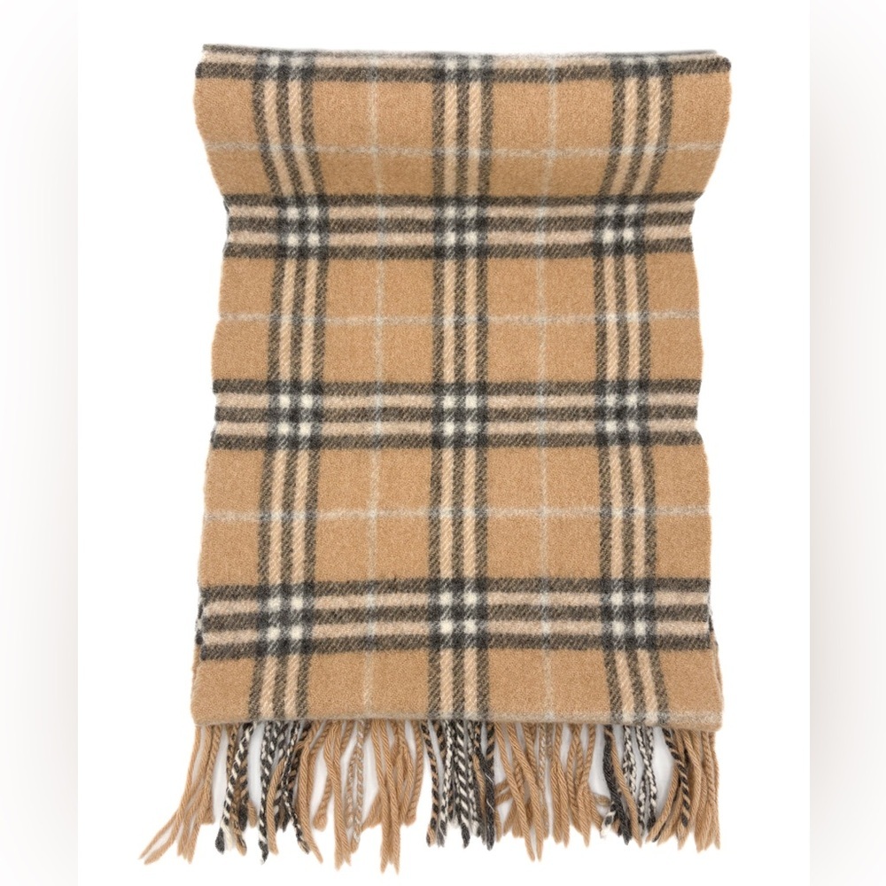 Burberry Beige Nova Check Lambswool Scarf Made in Scotland - Picture 2 of 4